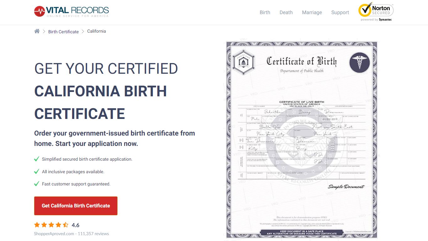 Official California Birth Certificate | Birth Records Copy